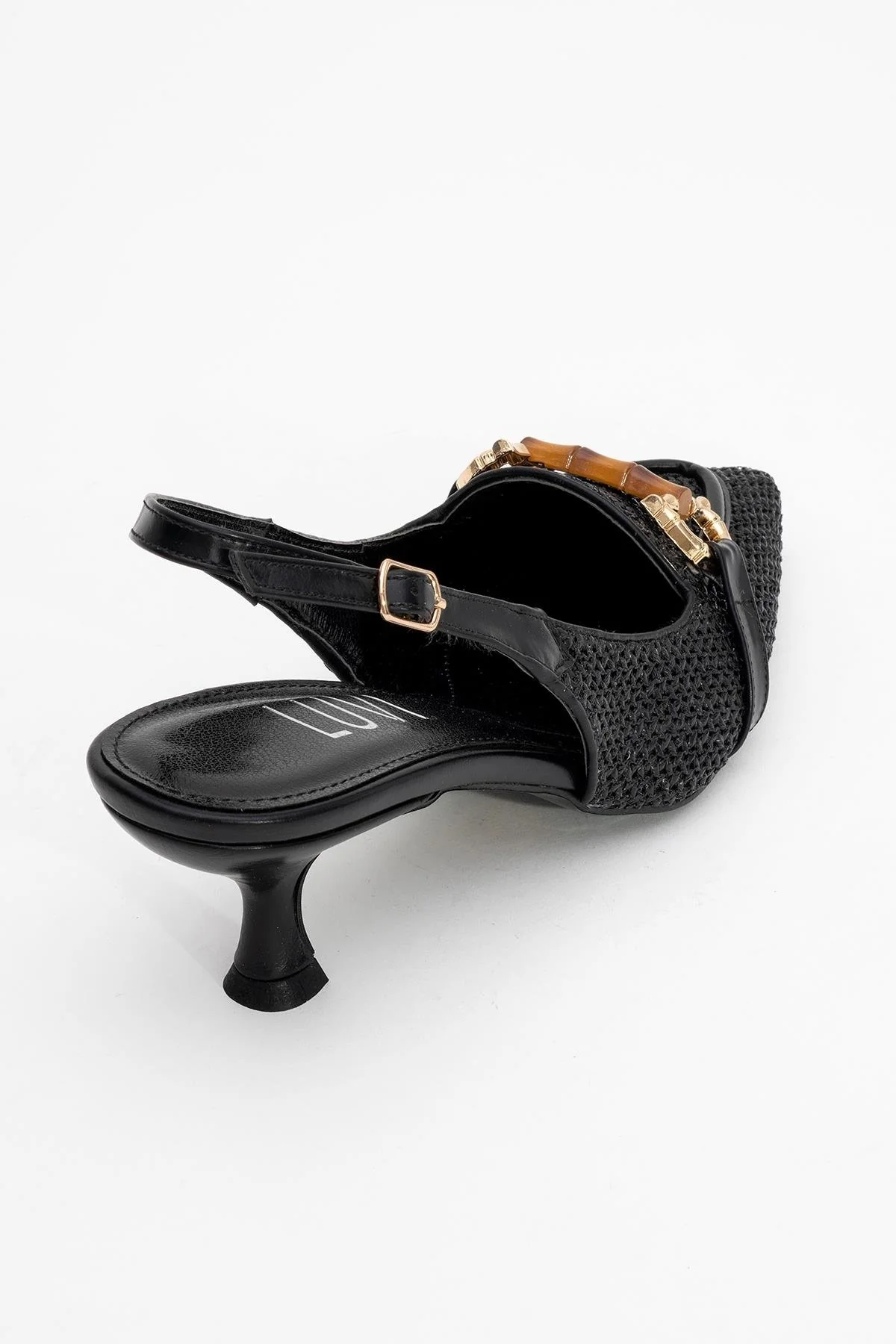 Osca - Black Pointed Toe Buckled Slingback Stiletto Pump (Women) - Image 4