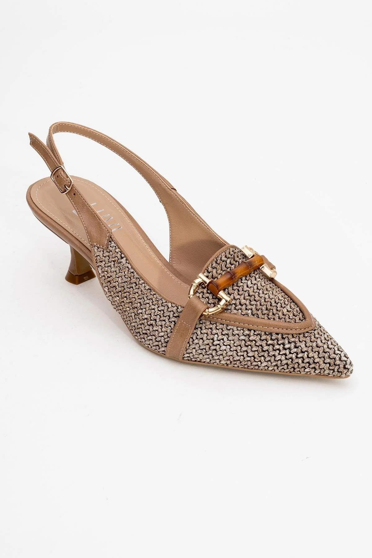 Osca - Dark Beige Raffia Buckle Pointed Toe High Heel (Women) - Image 3