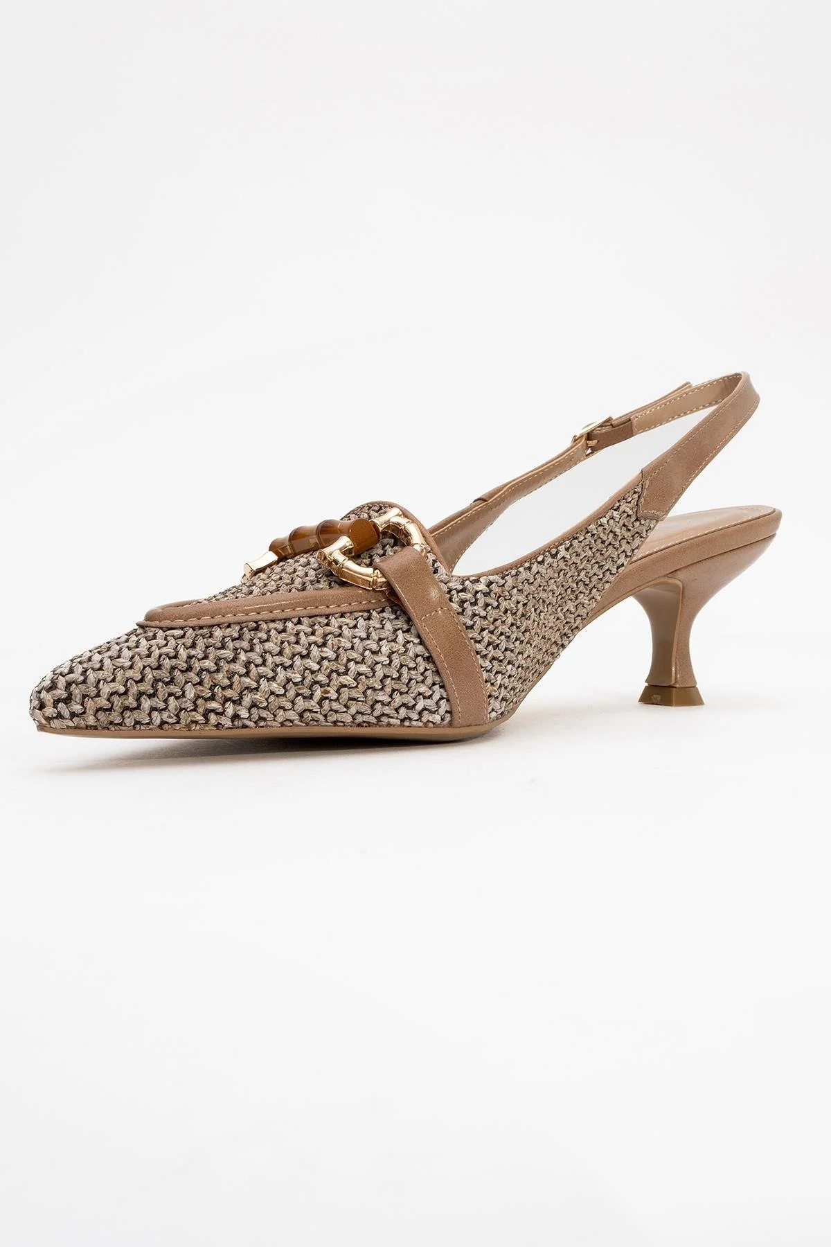 Osca - Dark Beige Raffia Buckle Pointed Toe High Heel (Women) - Image 4