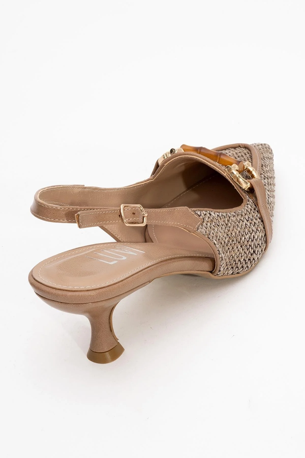 Osca - Dark Beige Raffia Buckle Pointed Toe High Heel (Women) - Image 5
