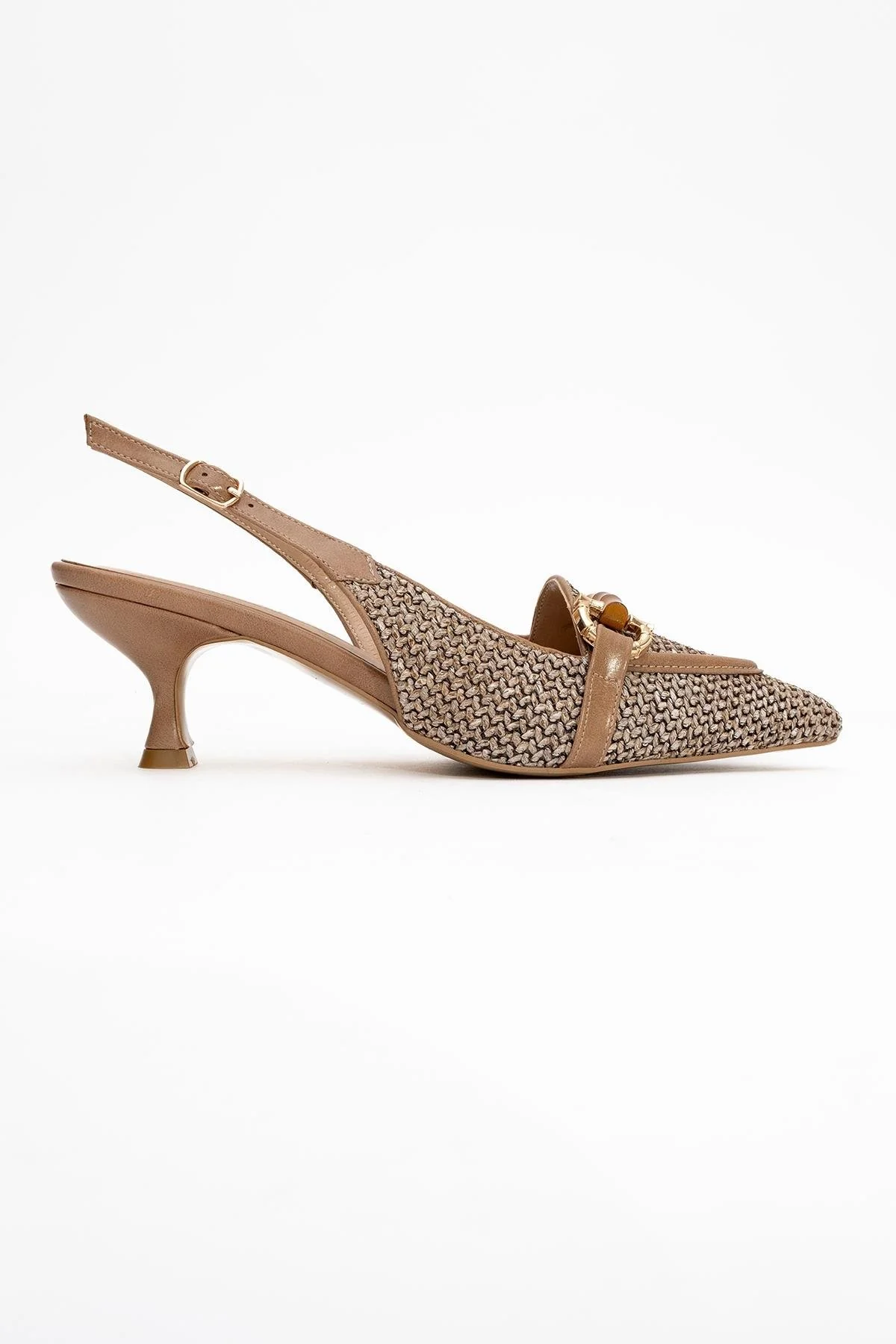 Osca - Dark Beige Raffia Buckle Pointed Toe High Heel (Women) - Image 6