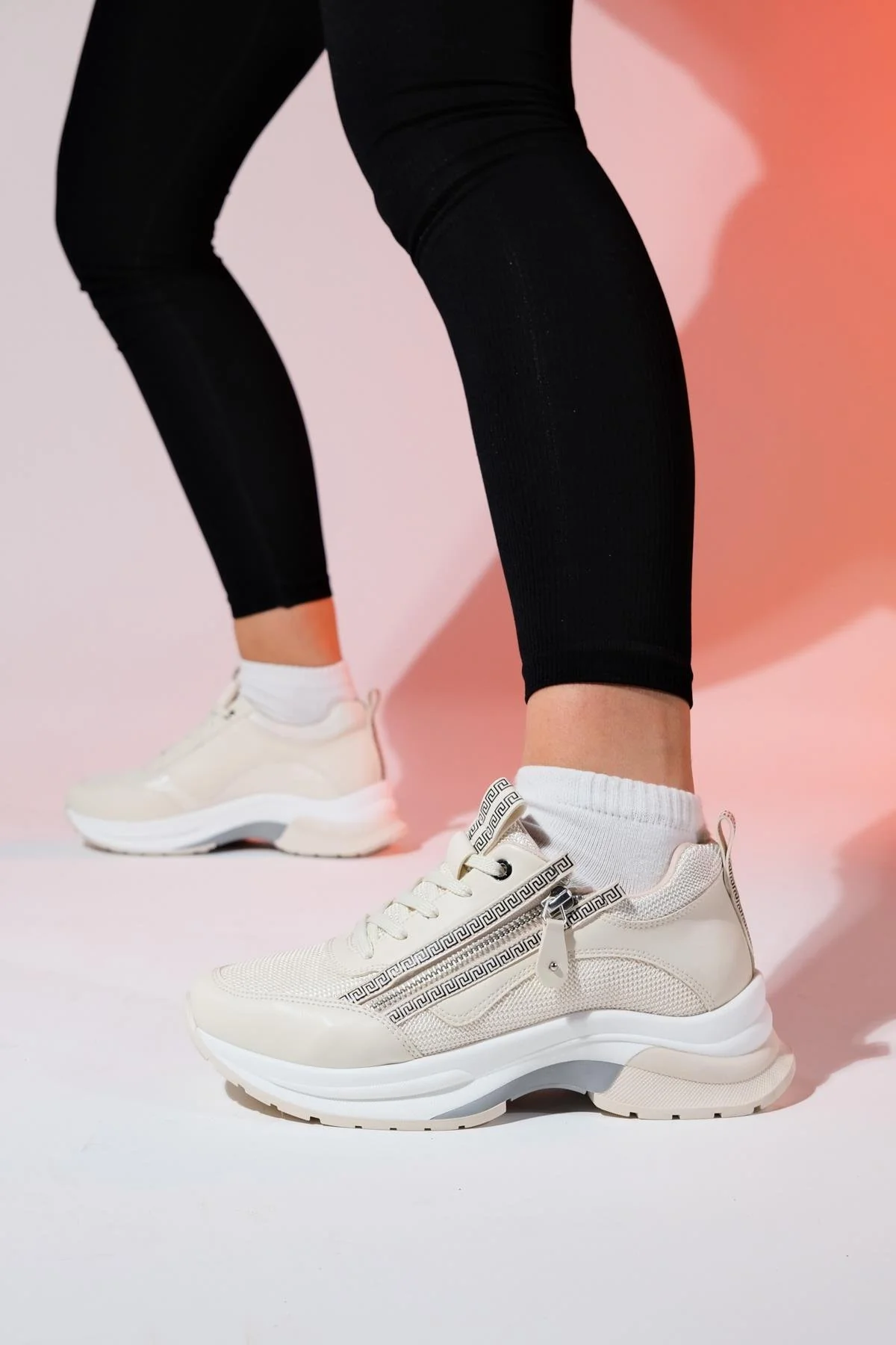 Oude - Ecru Zippered Platform Sneaker (Women) - Image 5