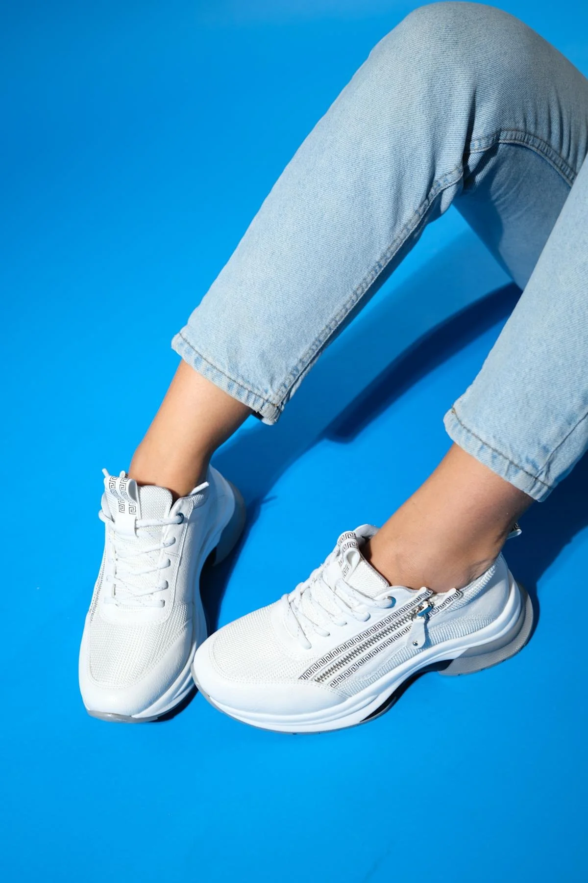 Oude - White Zip-Front Thick-Sole Sport Sneaker (Women) - Image 6