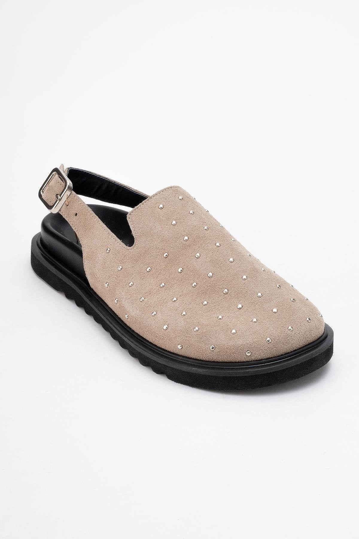 Our - Beige suede Leather Clogs (Women) - Image 3