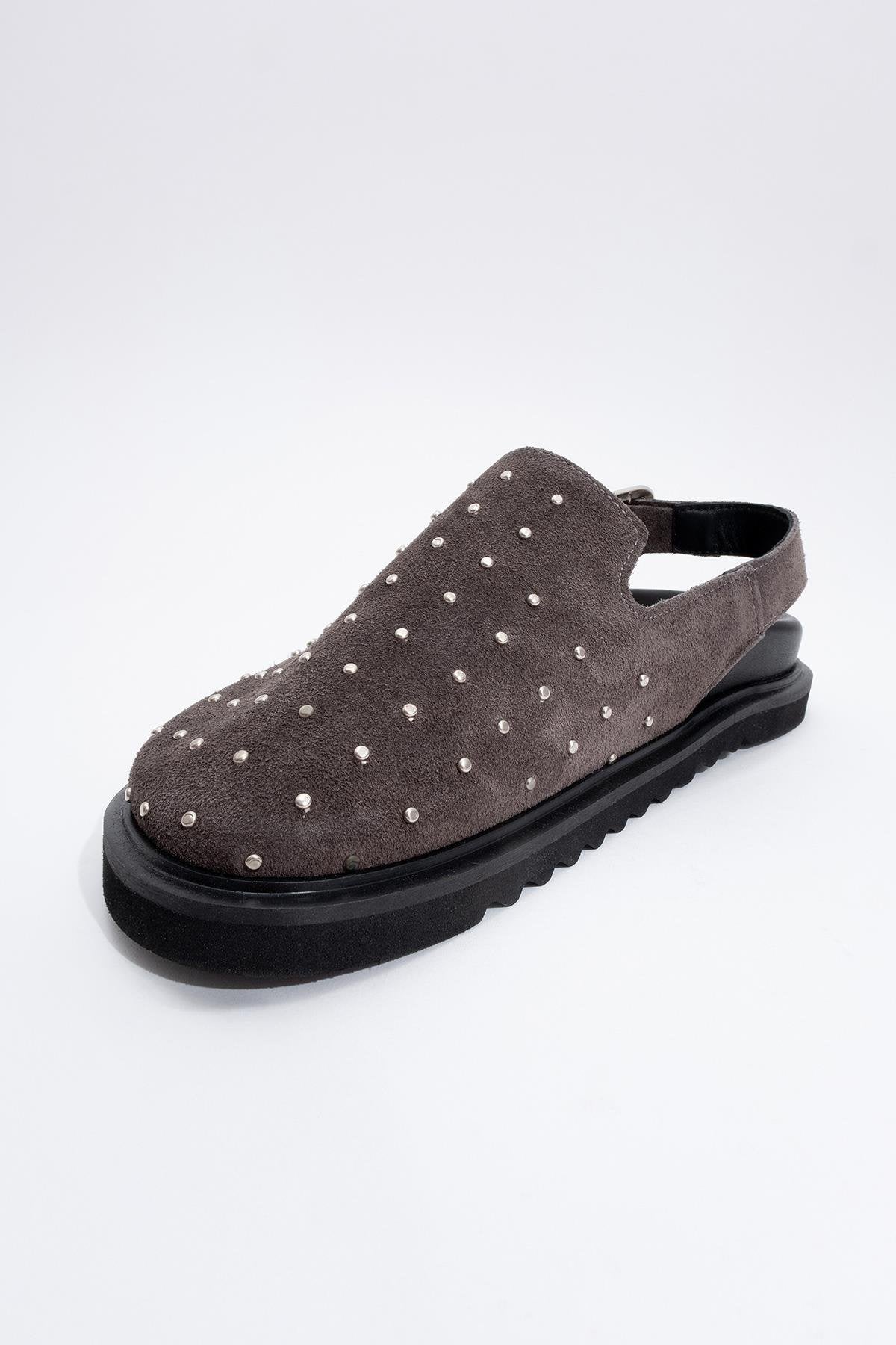 Our - Gray suede Leather Clogs (Women) - Image 4
