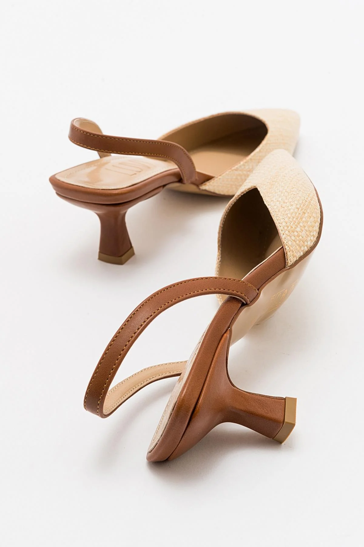 Over - Beige/Tan Pointed Toe Low Heel Shoe (Women) - Image 2