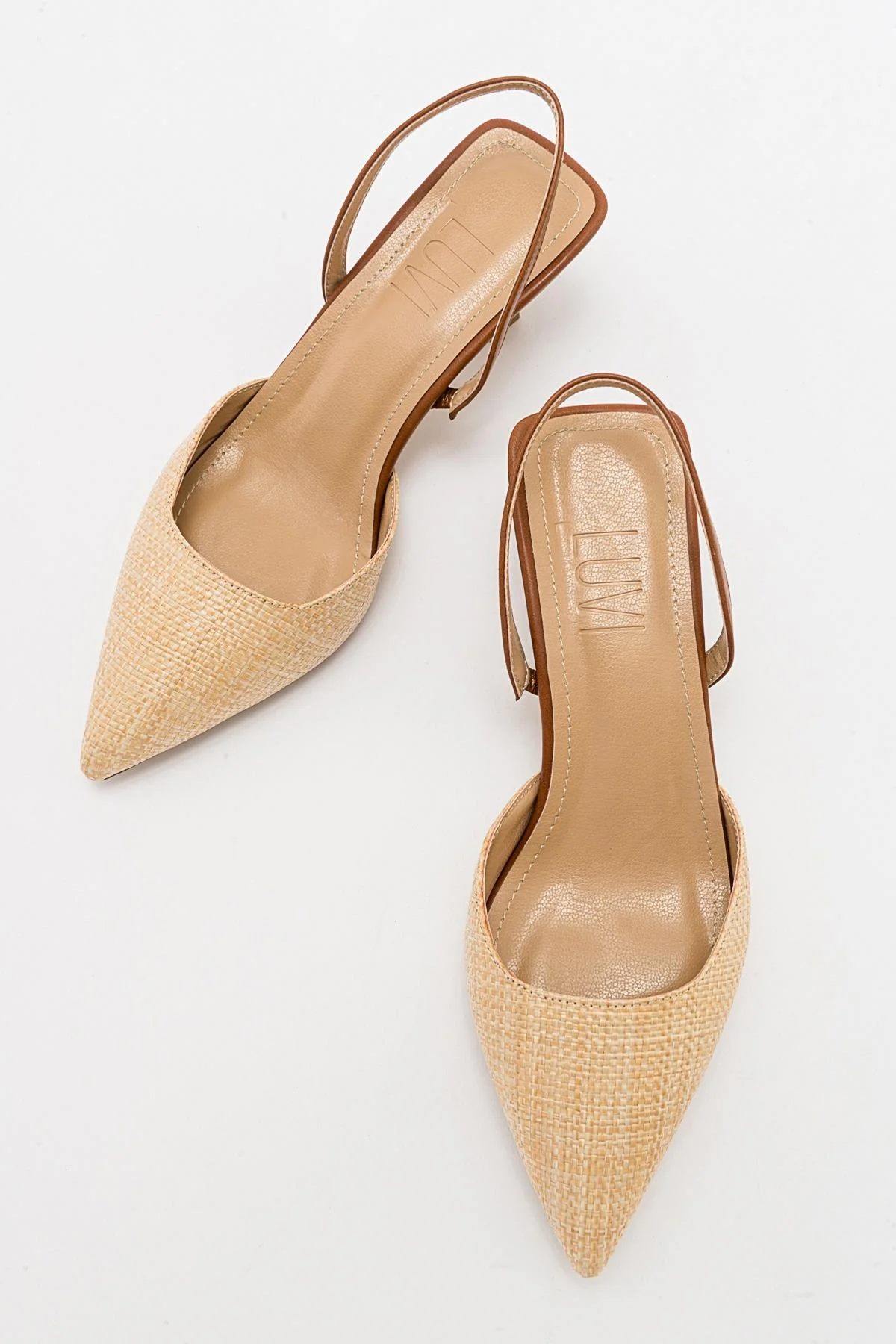 Over - Beige/Tan Pointed Toe Low Heel Shoe (Women) - Image 3