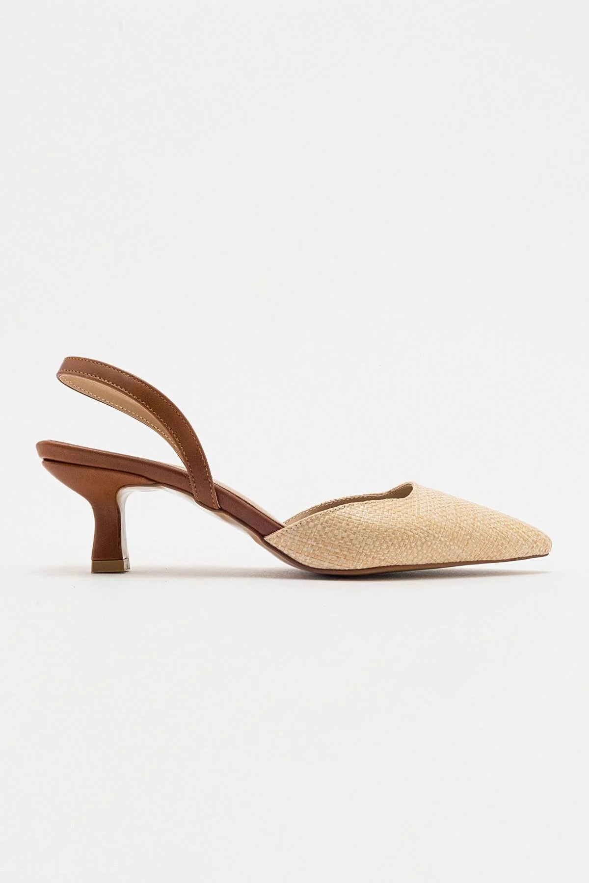 Over - Beige/Tan Pointed Toe Low Heel Shoe (Women) - Image 6
