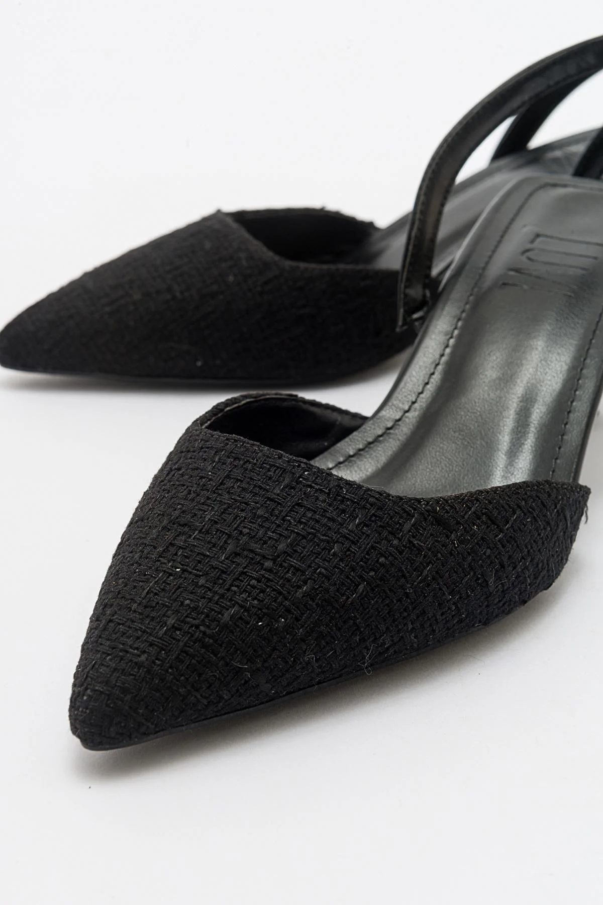 Over - Black Tweed Pointed Toe Low Heel Shoe (Women) - Image 4