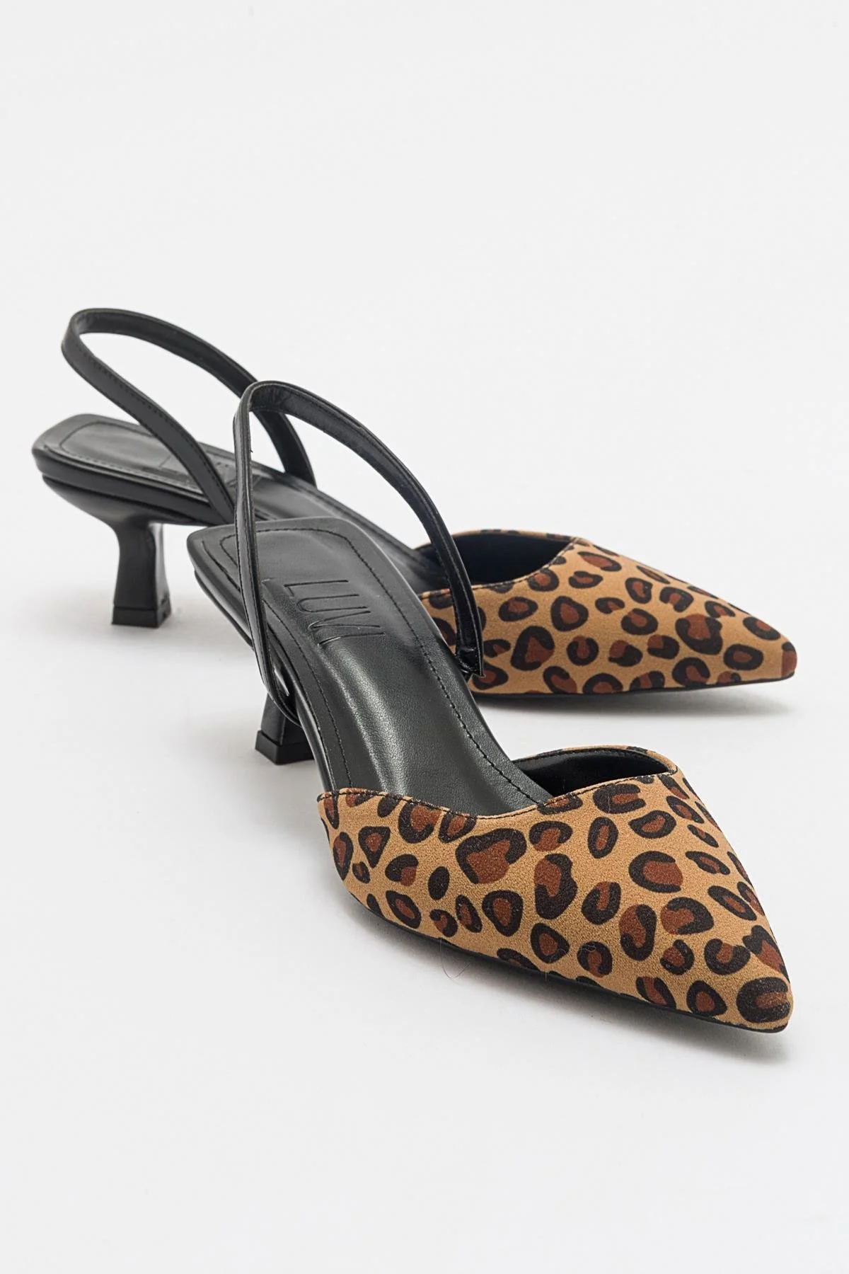 Over - Black/Yellow Patterned Pointed Toe Low Heel Shoe (Women)