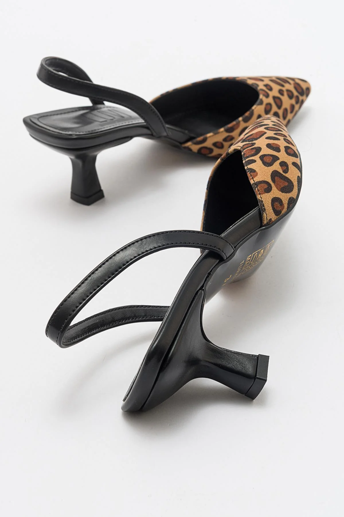 Over - Black/Yellow Patterned Pointed Toe Low Heel Shoe (Women) - Image 2