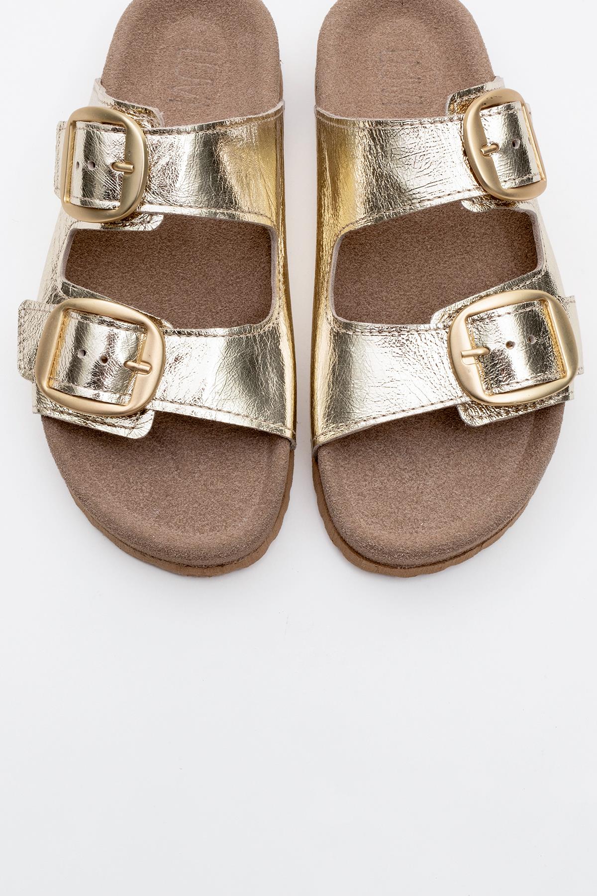 Ovesta - Gold Leather Slide Sandal (Women) - Image 2