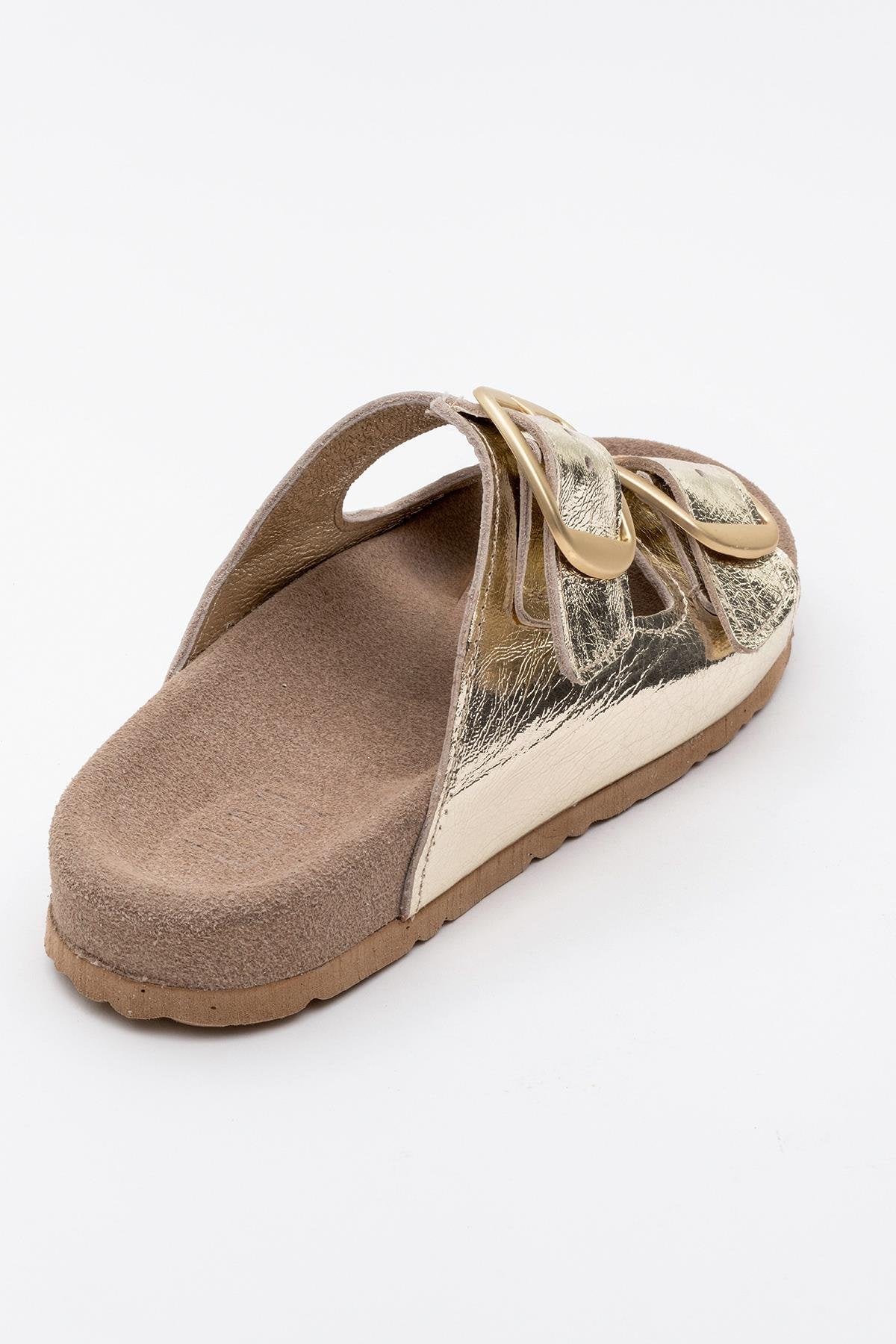 Ovesta - Gold Leather Slide Sandal (Women) - Image 4