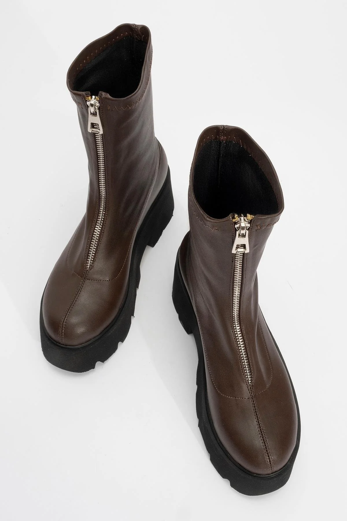 Ovil - Brown Thick Sole Zip Boot (Women) - Image 2