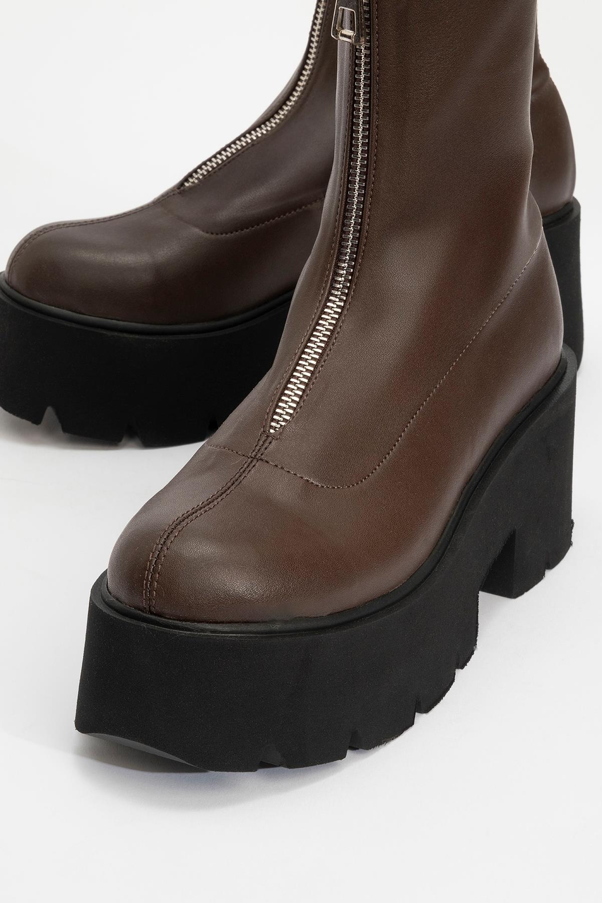 Ovil - Brown Thick Sole Zip Boot (Women) - Image 3