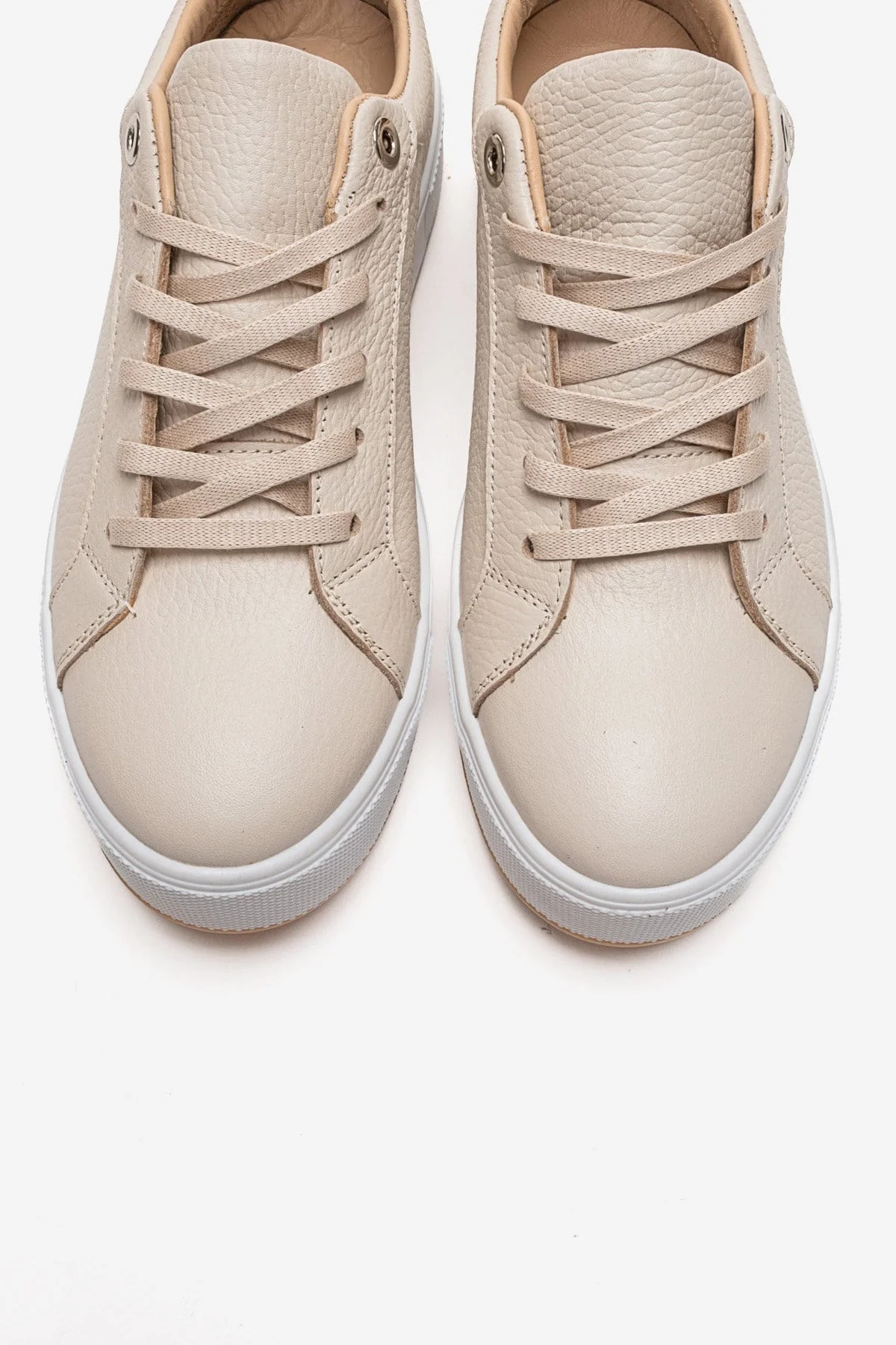 PALLEN - Beige Genuine Leather Casual Sneaker (Women) - Image 2