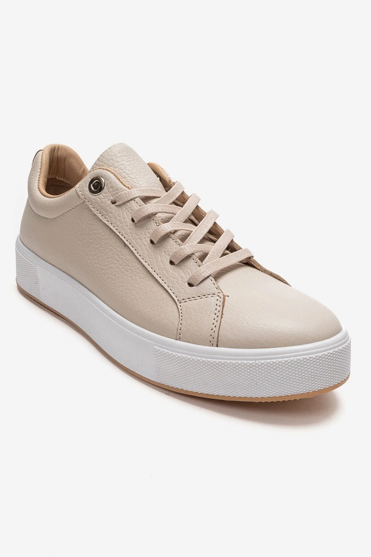 PALLEN - Beige Genuine Leather Casual Sneaker (Women) - Image 3