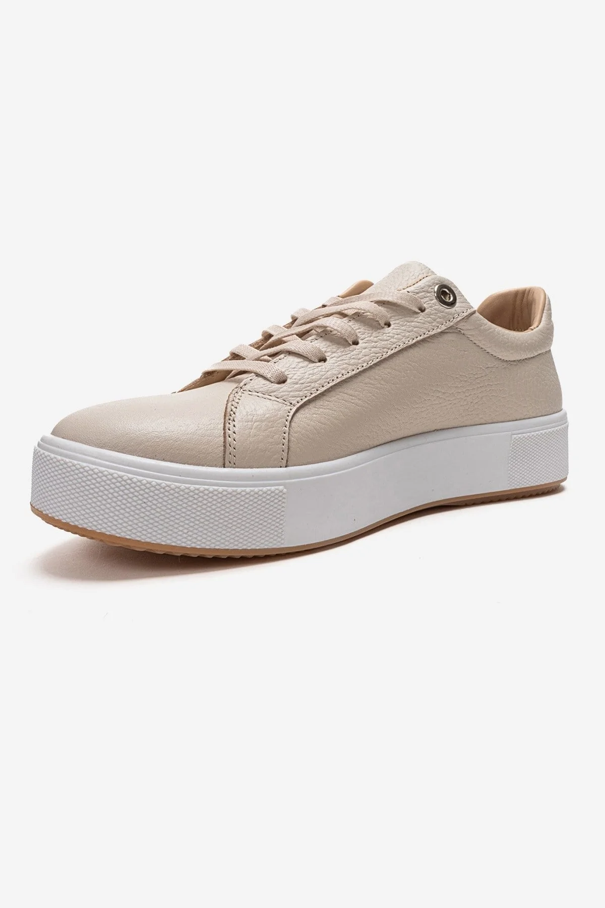 PALLEN - Beige Genuine Leather Casual Sneaker (Women) - Image 6