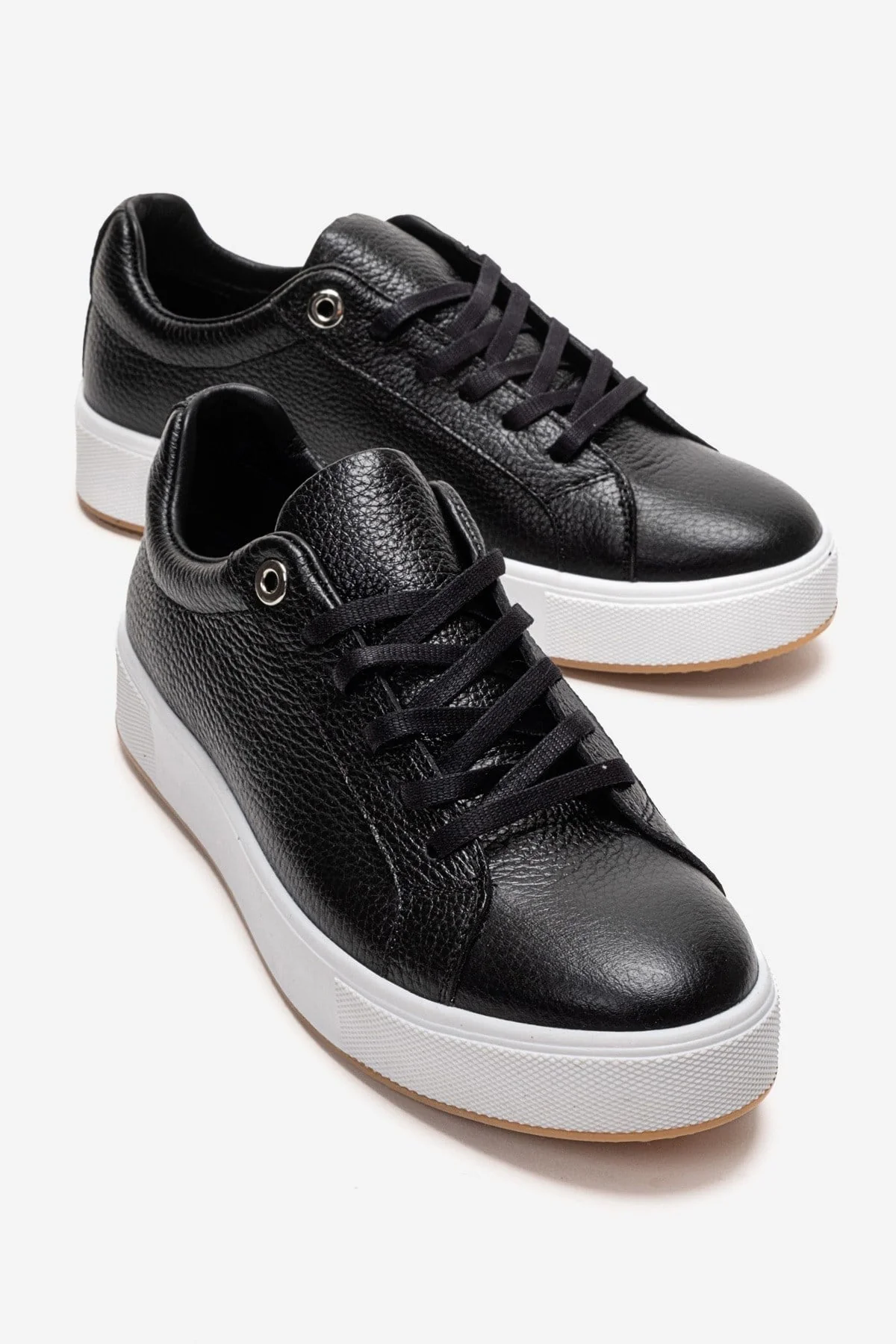 PALLEN - Black Genuine Leather Casual Sneaker (Women)
