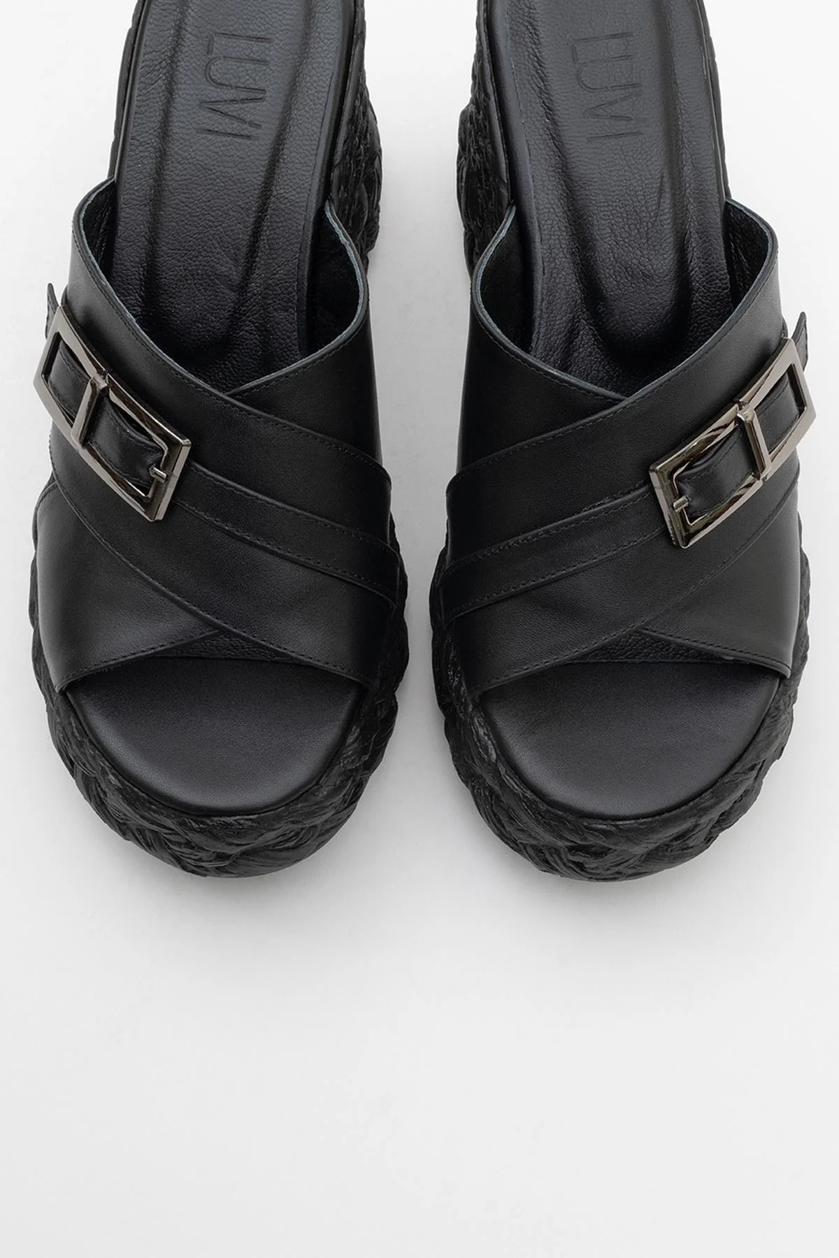 Palmas - Black Leather Platform Sandal (Women) - Image 2