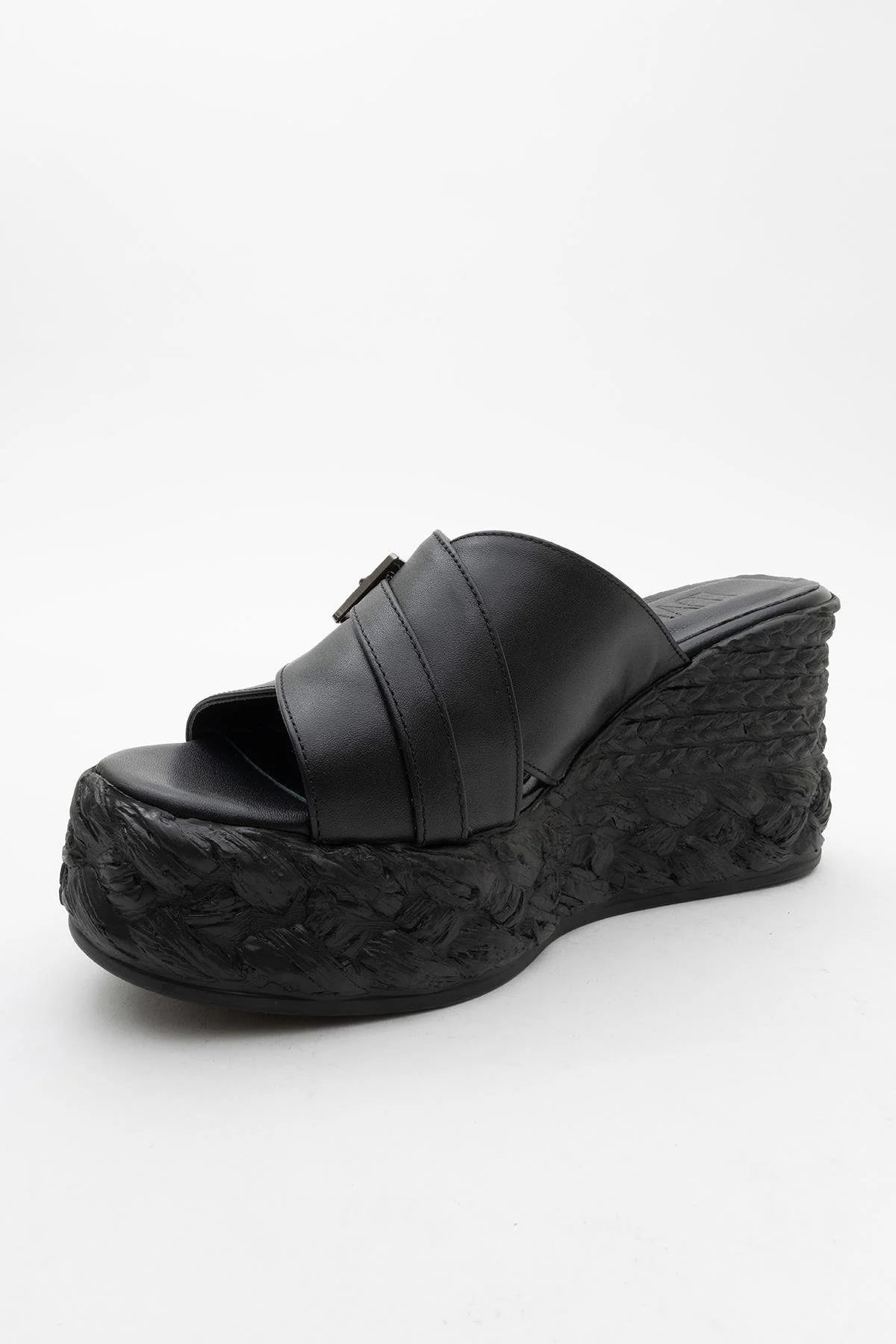 Palmas - Black Leather Platform Sandal (Women) - Image 3