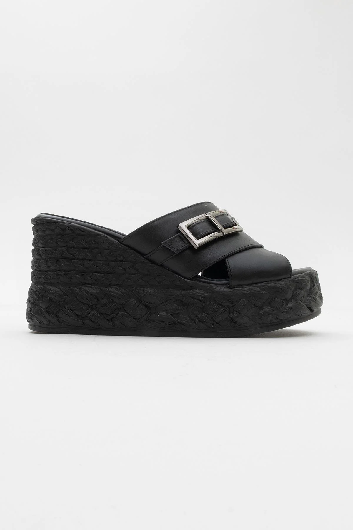 Palmas - Black Leather Platform Sandal (Women) - Image 4