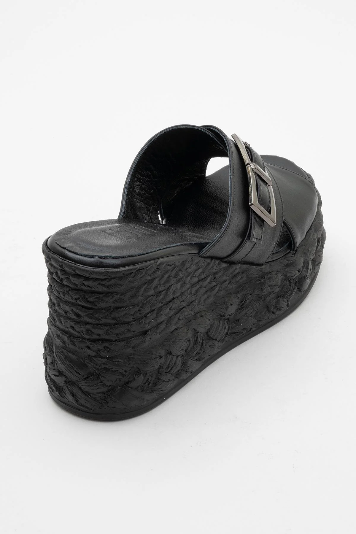Palmas - Black Leather Platform Sandal (Women) - Image 5