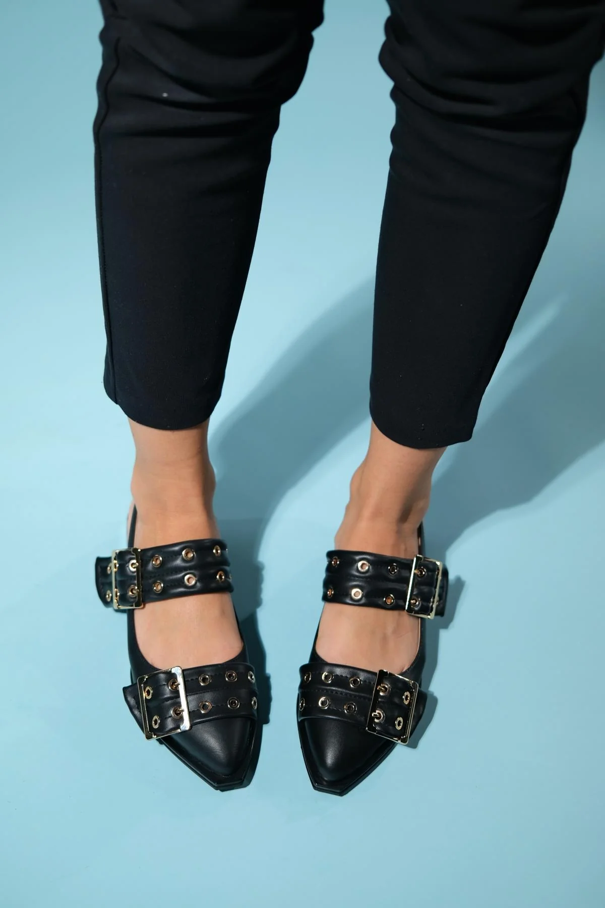 Paloma - Black Gold Buckle Sandal (Women) - Image 3