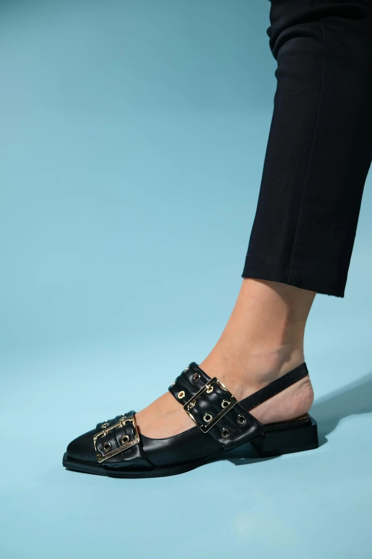 Paloma - Black Gold Buckle Sandal (Women) - Image 4