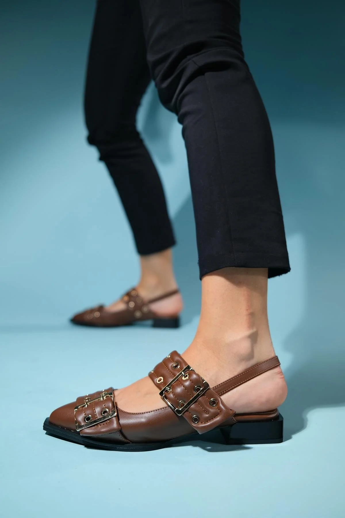 Paloma - Brown Gold Buckle Sandal (Women) - Image 2