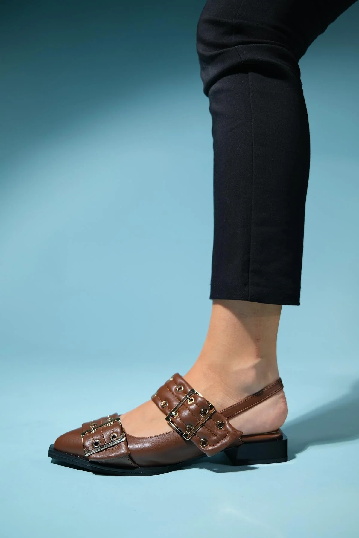 Paloma - Brown Gold Buckle Sandal (Women) - Image 3