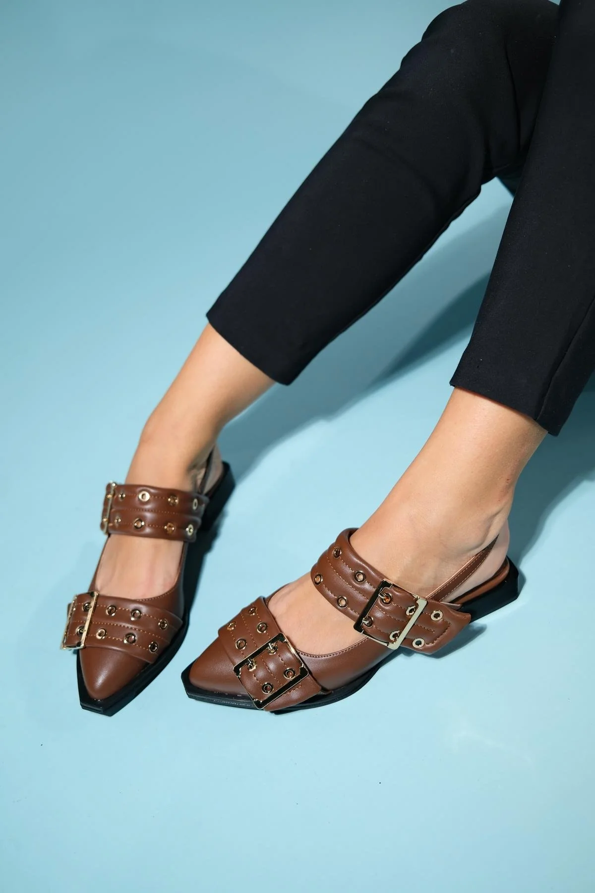 Paloma - Brown Gold Buckle Sandal (Women) - Image 4