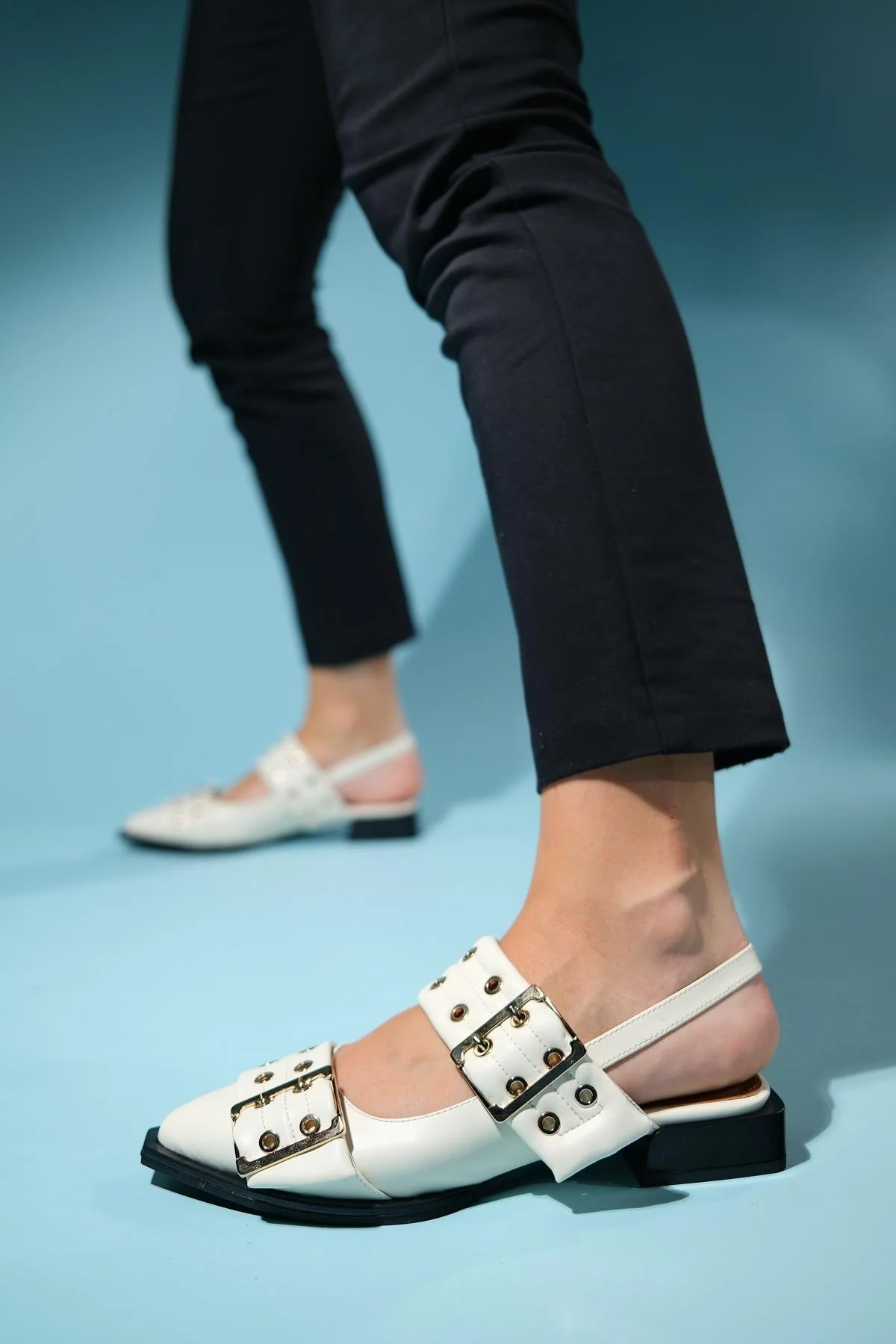 Paloma - Off-White Gold Buckle Sandal (Women) - Image 4