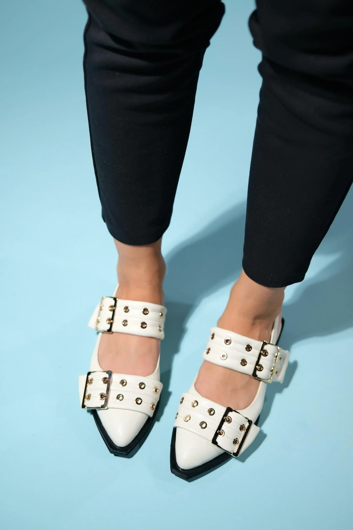 Paloma - Off-White Gold Buckle Sandal (Women) - Image 5