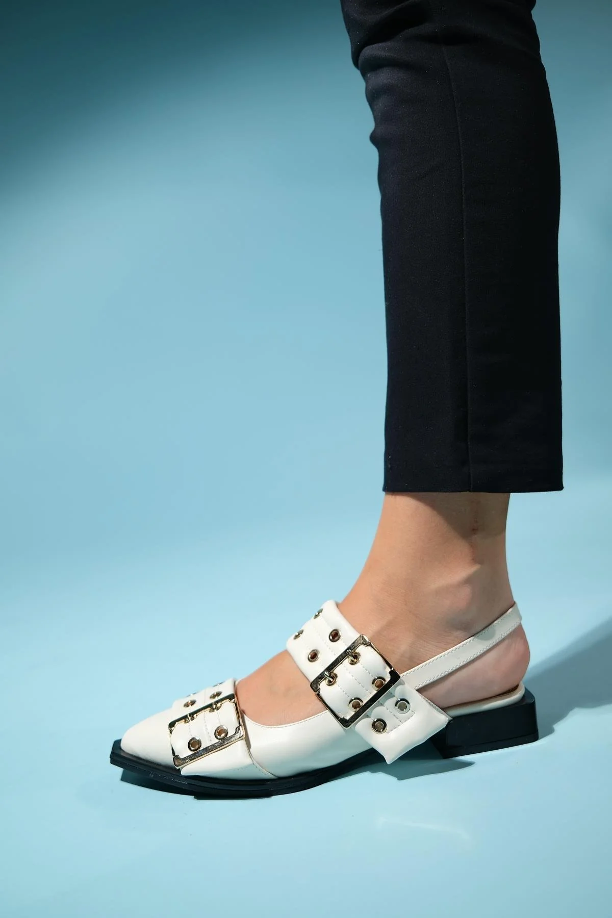 Paloma - Off-White Gold Buckle Sandal (Women) - Image 6