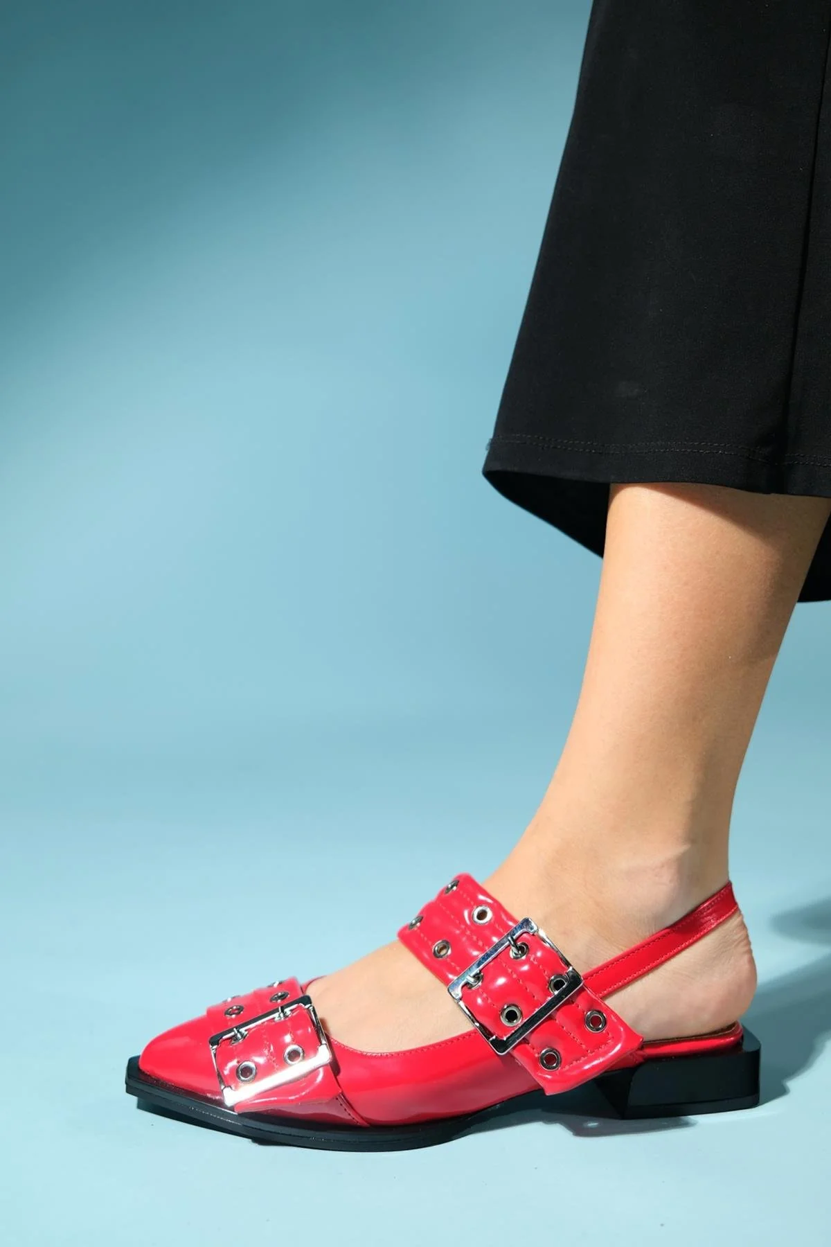 Paloma - Red Patent Silver Buckle Sandal (Women) - Image 5