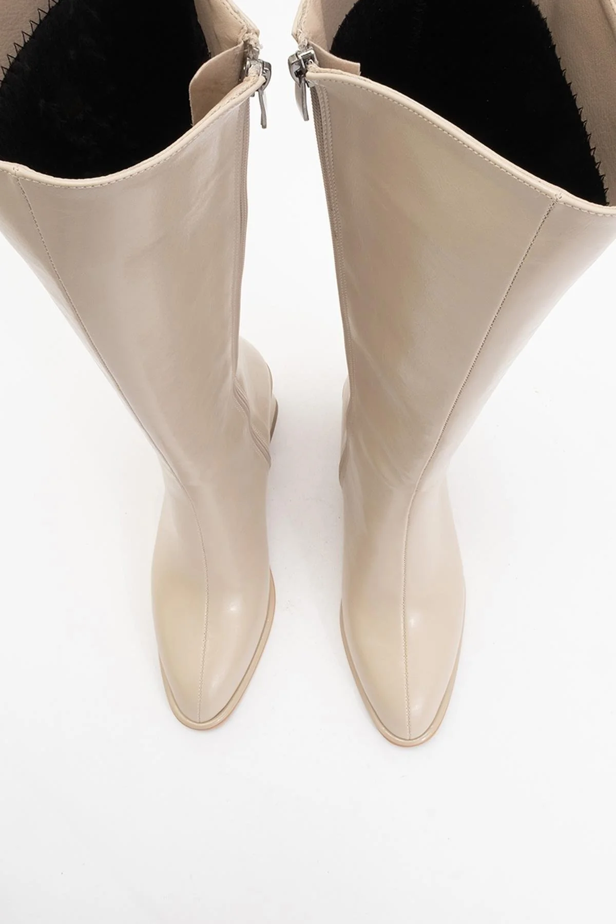 Paradis - Beige Block Heel Knee-High Boot (Women) - Image 2