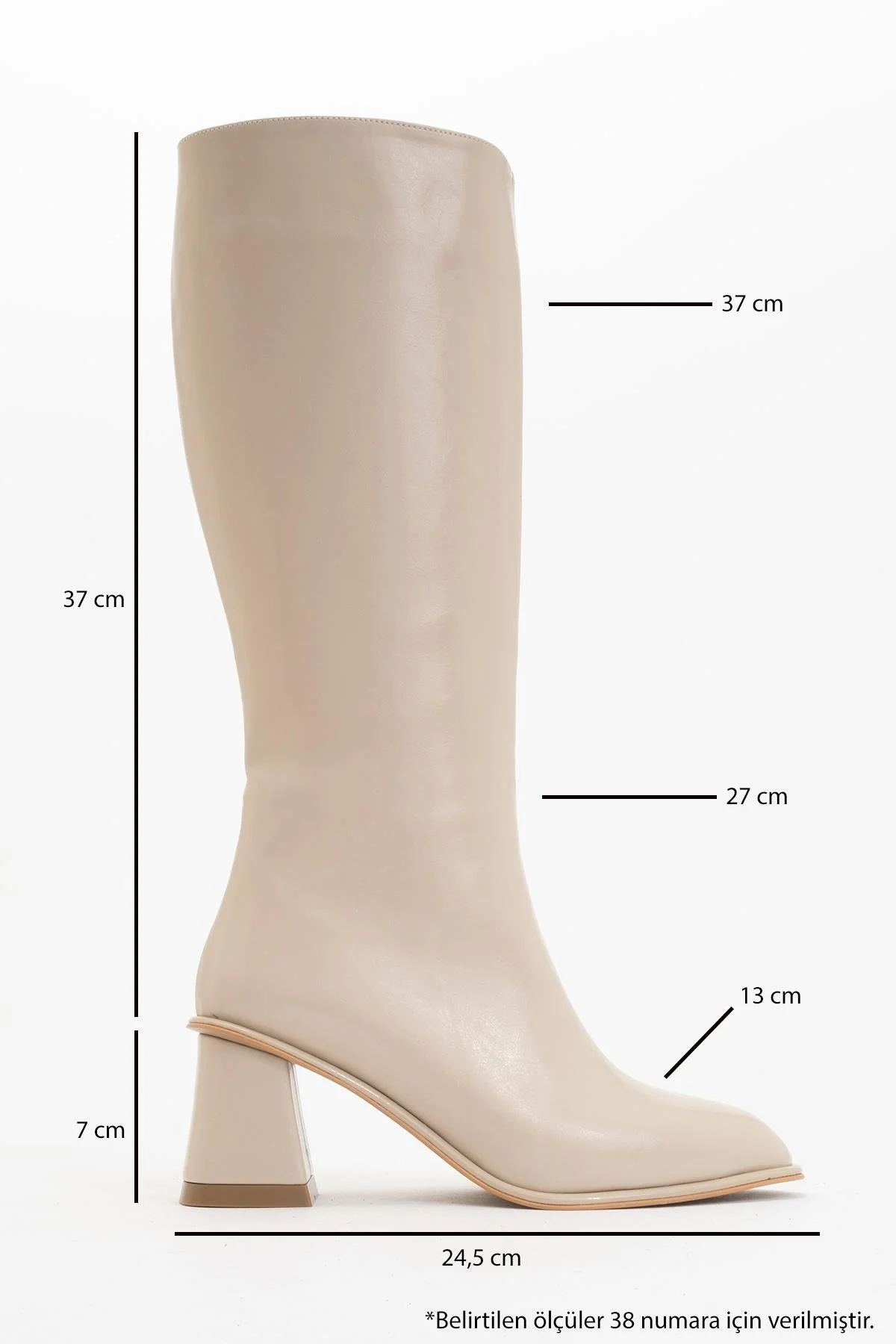 Paradis - Beige Block Heel Knee-High Boot (Women) - Image 5