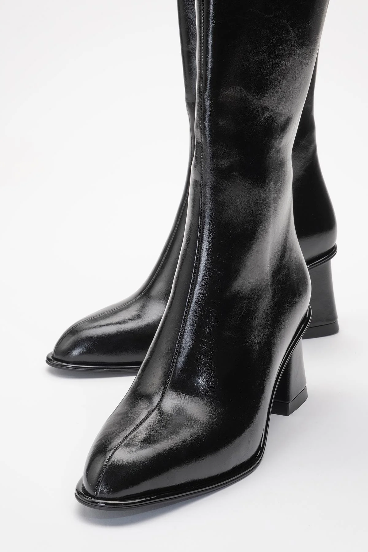 Paradis - Black Block Heel Knee-High Boot (Women) - Image 3
