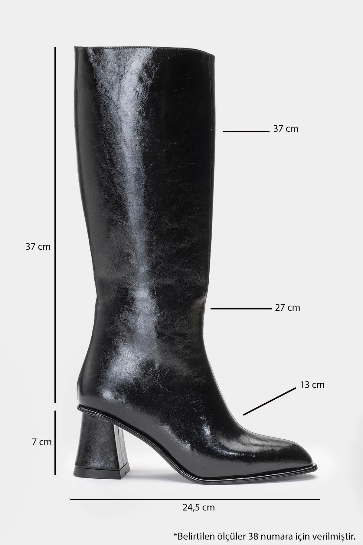 Paradis - Black Block Heel Knee-High Boot (Women) - Image 4