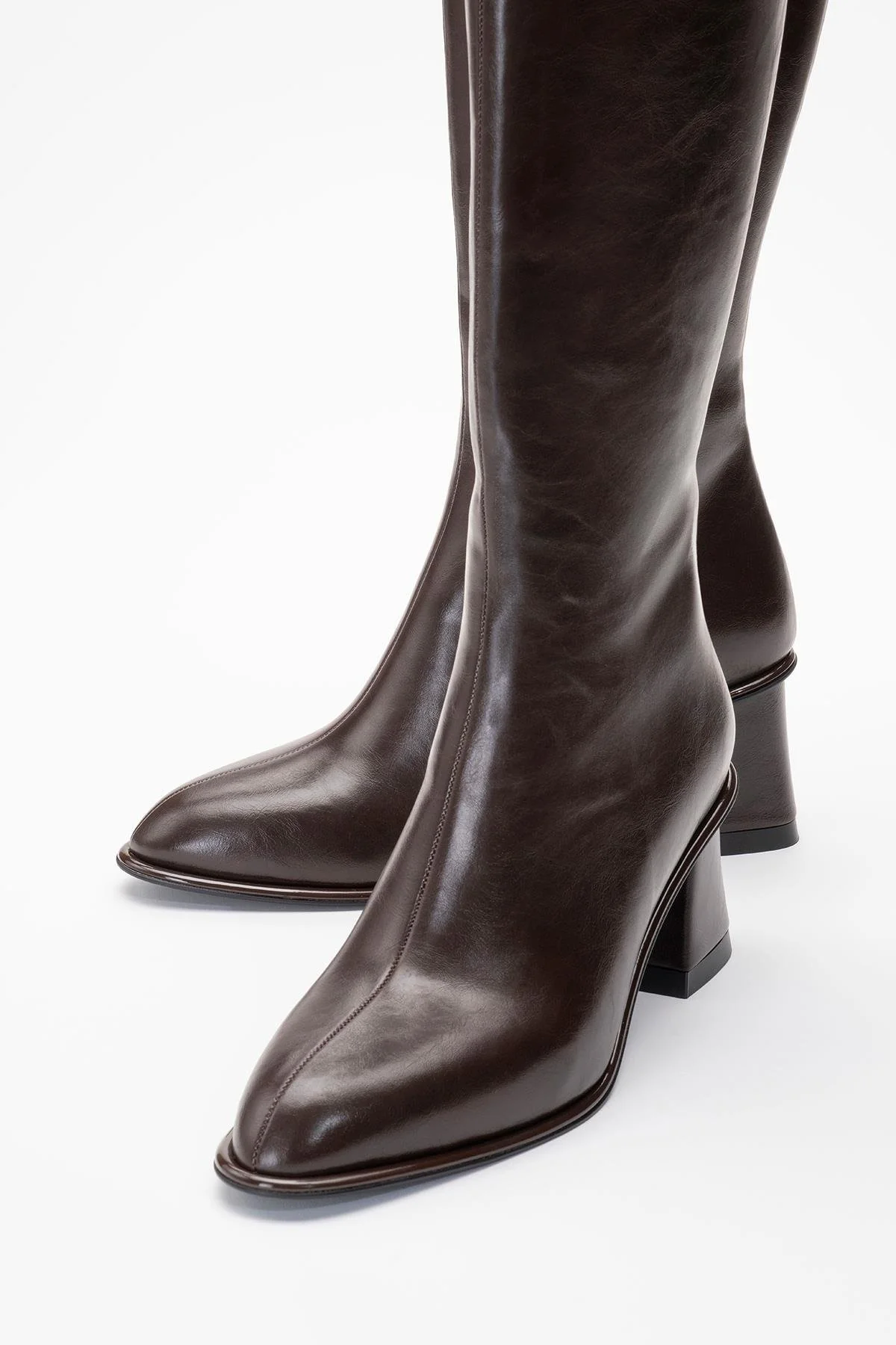 Paradis - Brown Block Heel Knee-High Boot (Women) - Image 3