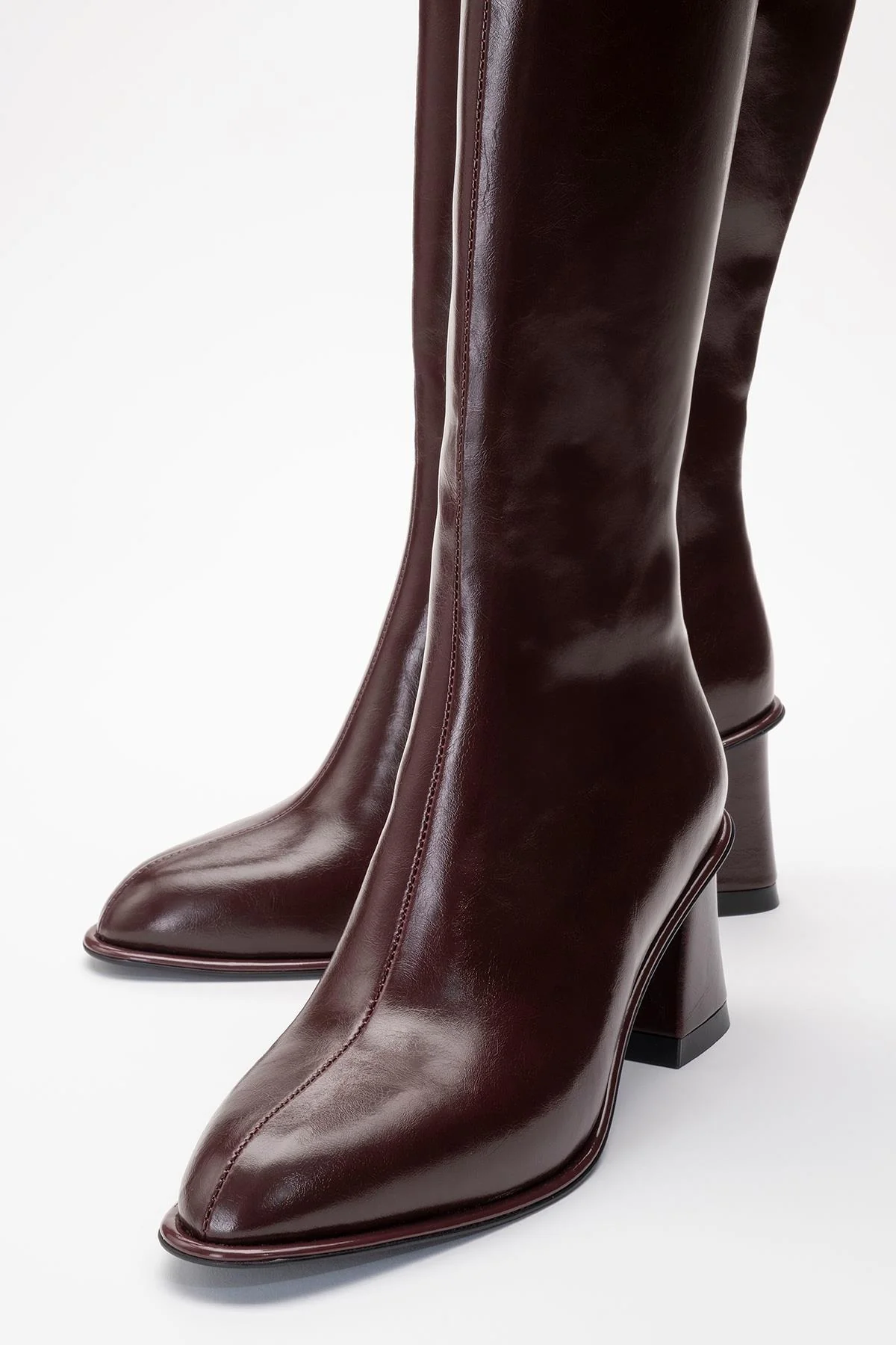 Paradis - Burgundy Block Heel Knee-High Boot (Women) - Image 2