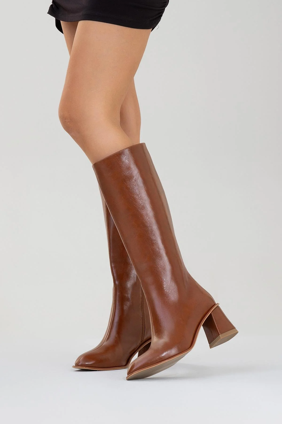 Paradis - Cognac Block Heel Knee-High Boot (Women) - Image 2