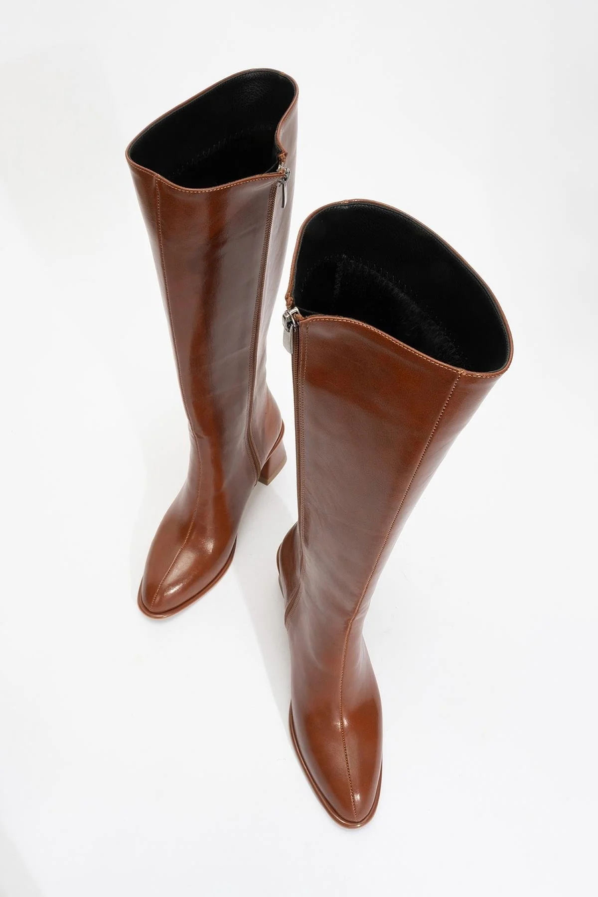 Paradis - Cognac Block Heel Knee-High Boot (Women) - Image 3