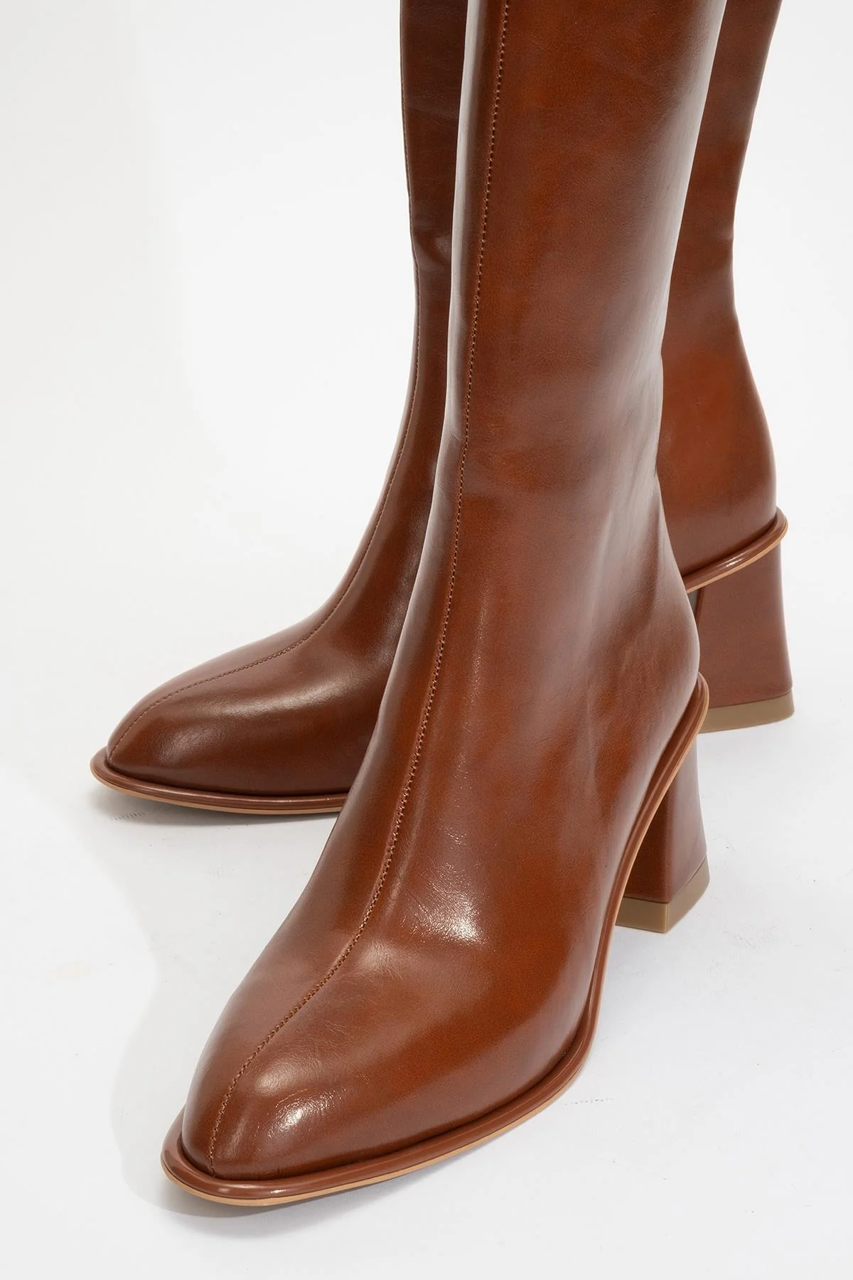 Paradis - Cognac Block Heel Knee-High Boot (Women) - Image 4