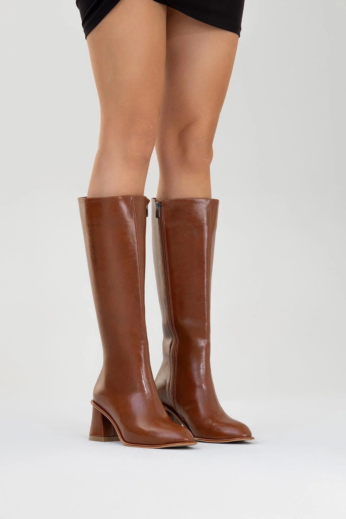 Paradis - Cognac Block Heel Knee-High Boot (Women) - Image 6
