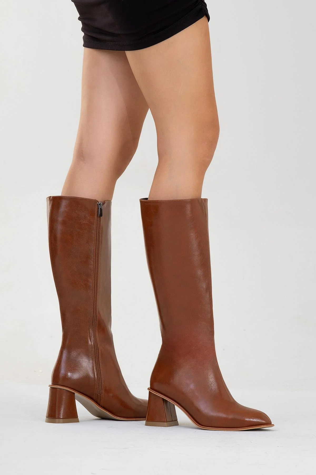 Paradis - Cognac Block Heel Knee-High Boot (Women) - Image 7