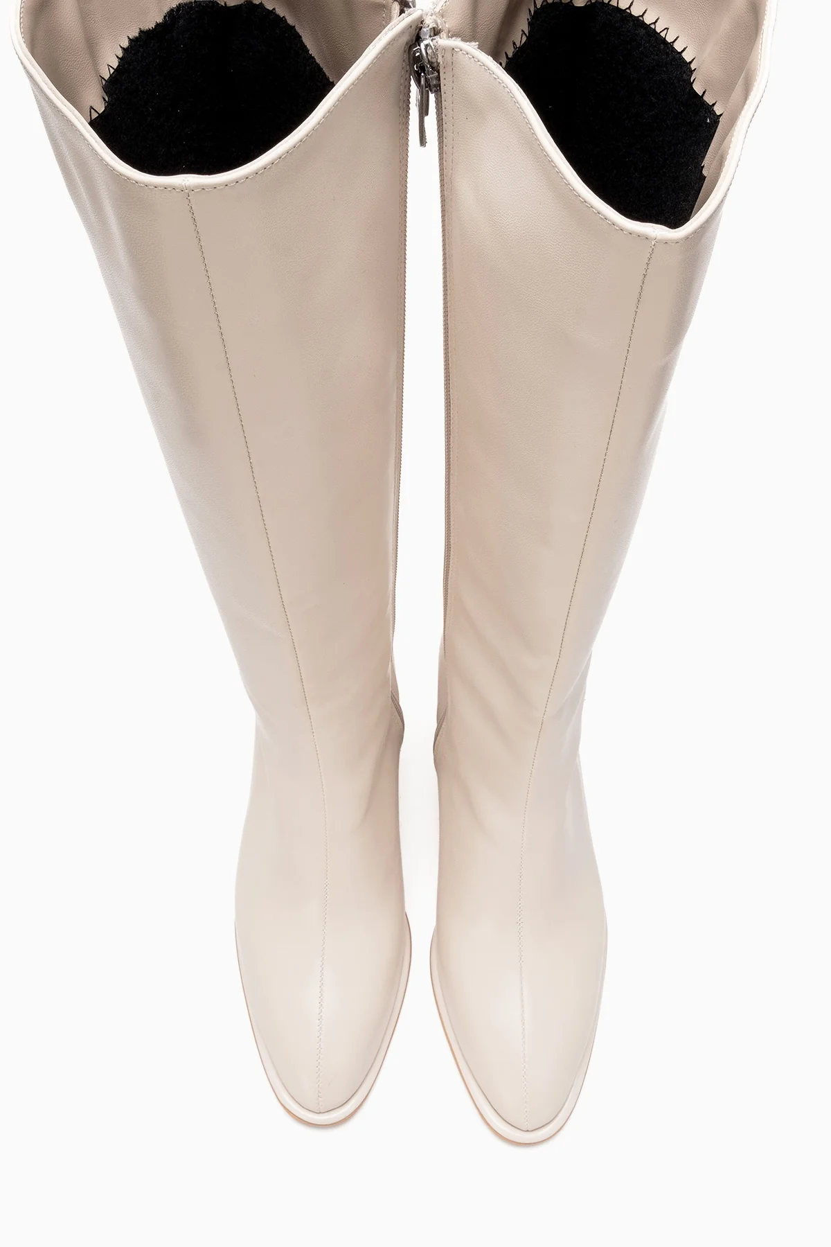 Paradis - Off-White Genuine Leather Block Heel Knee-High Boot (Women) - Image 2