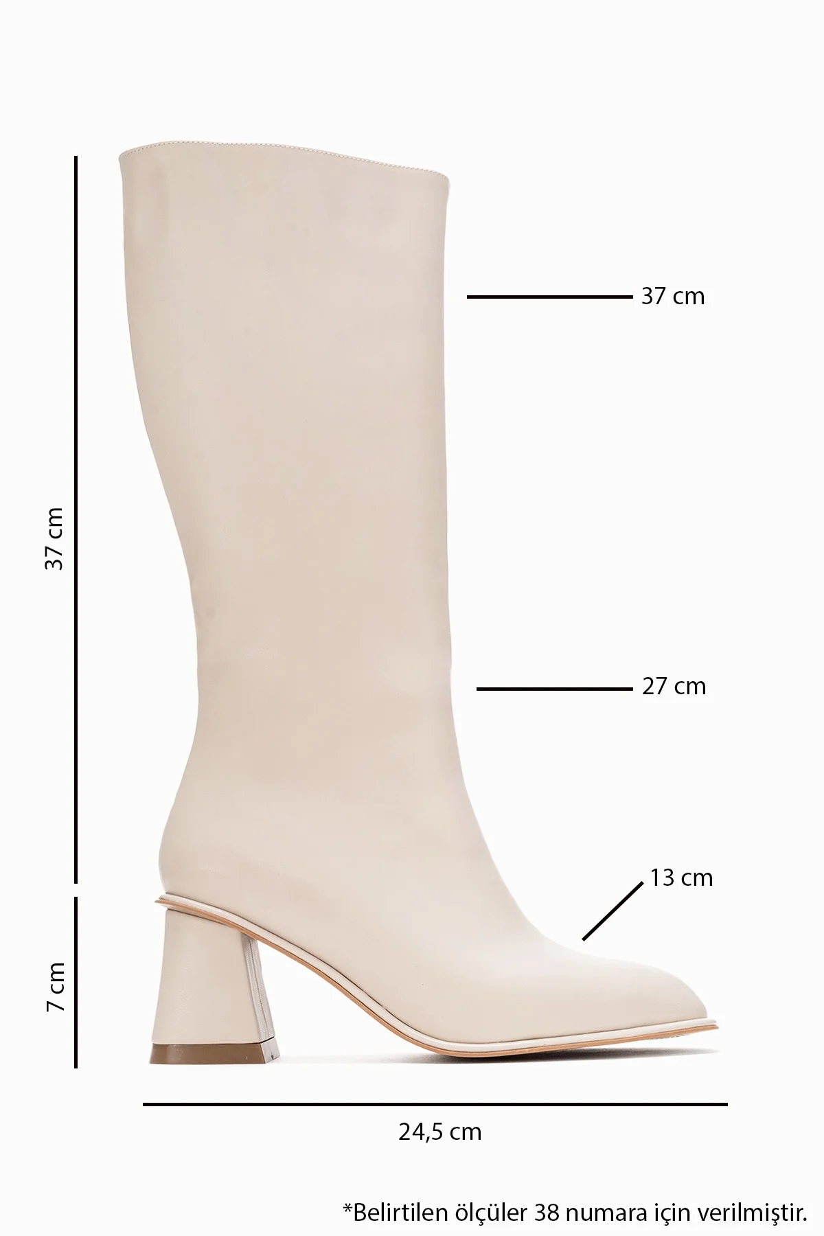 Paradis - Off-White Genuine Leather Block Heel Knee-High Boot (Women) - Image 3