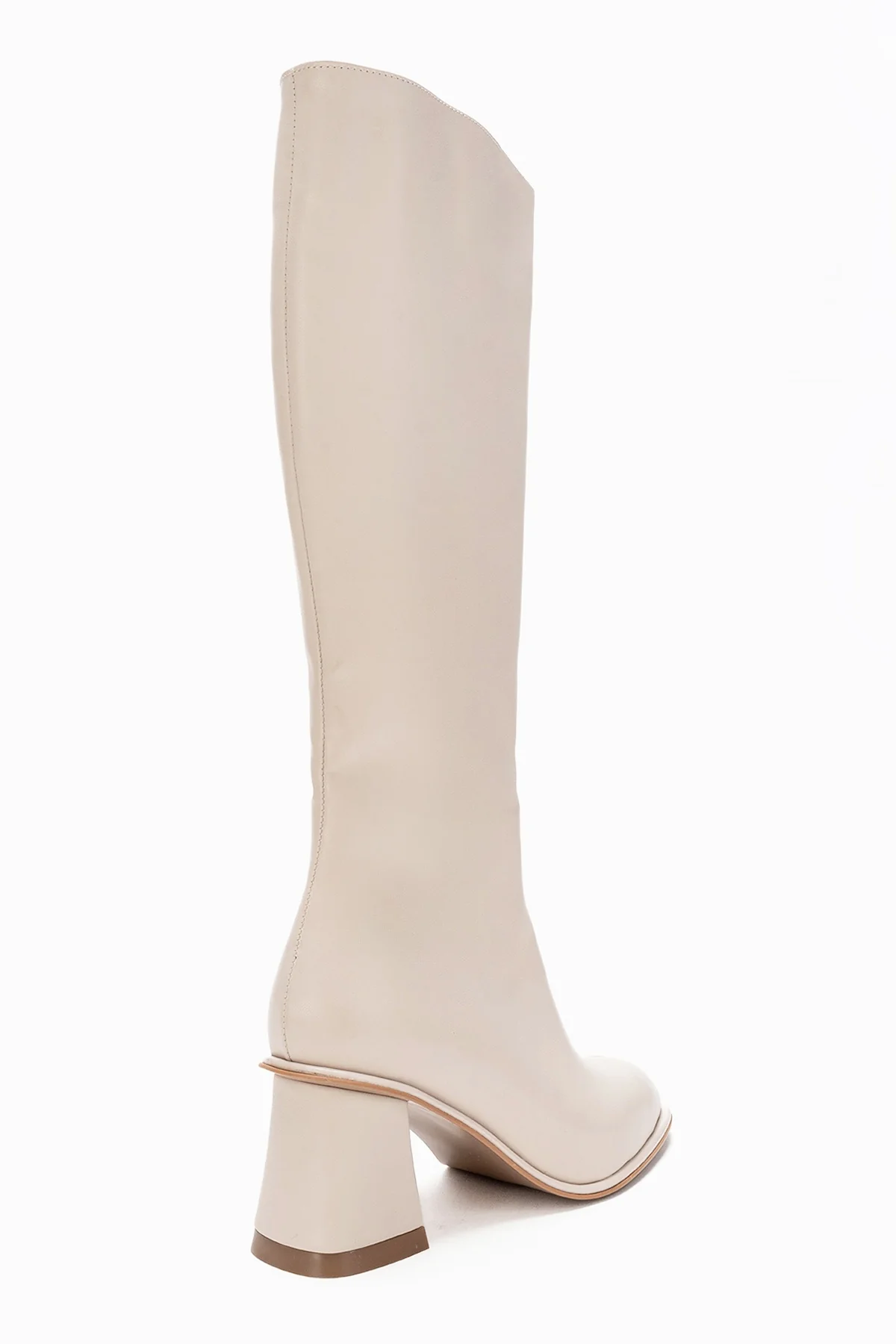 Paradis - Off-White Genuine Leather Block Heel Knee-High Boot (Women) - Image 5